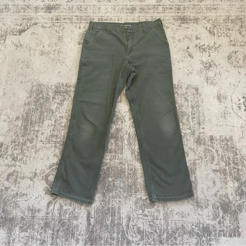Carhartt Men's Rugged Relaxed Fit Olive Green Cargo Carpenter Pants 34x32 - Picture 3 of 12